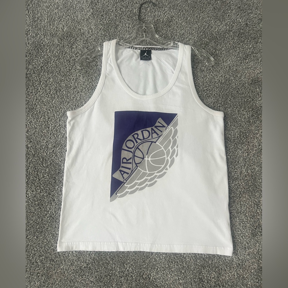 Air Jordan White Tank Top with Purple Logo